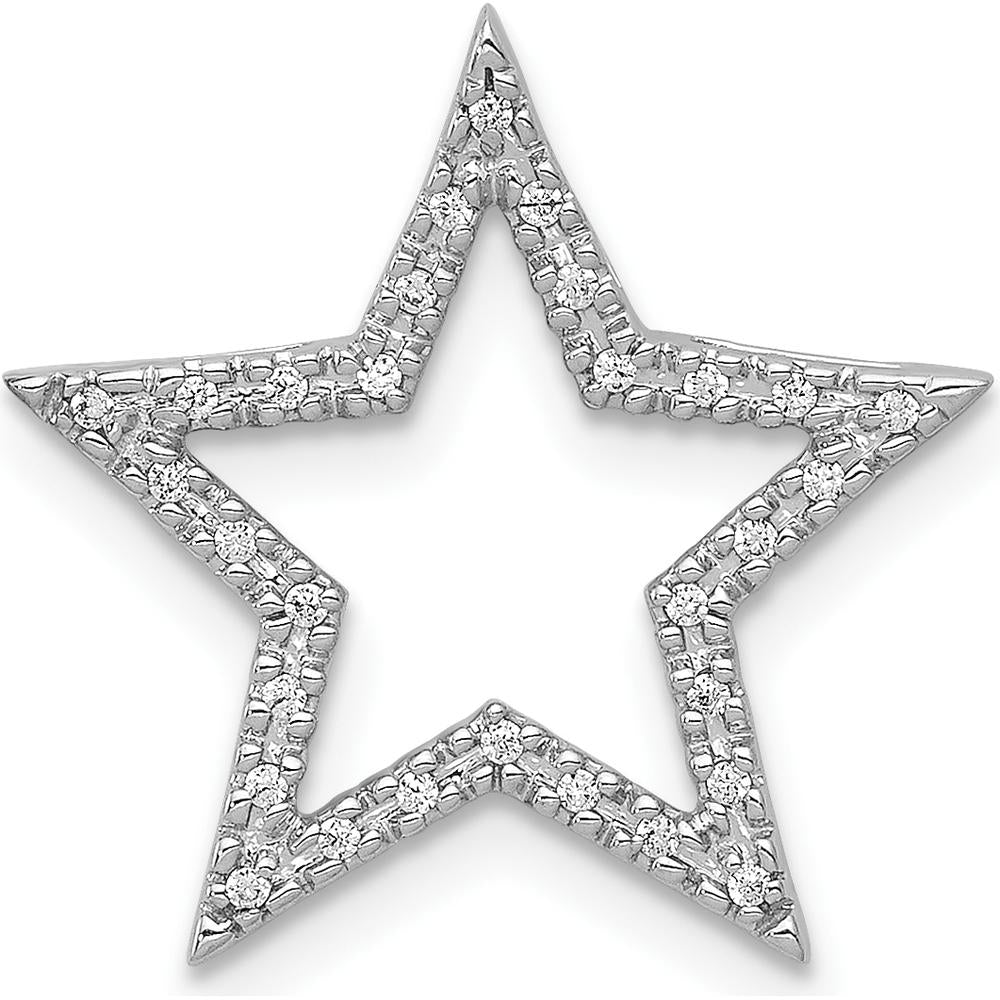 14K White Gold Diamond Star Slide Pendant with 30 Round Diamonds - 0.09 Carat Total Diamond Weight by Oro Pregiato