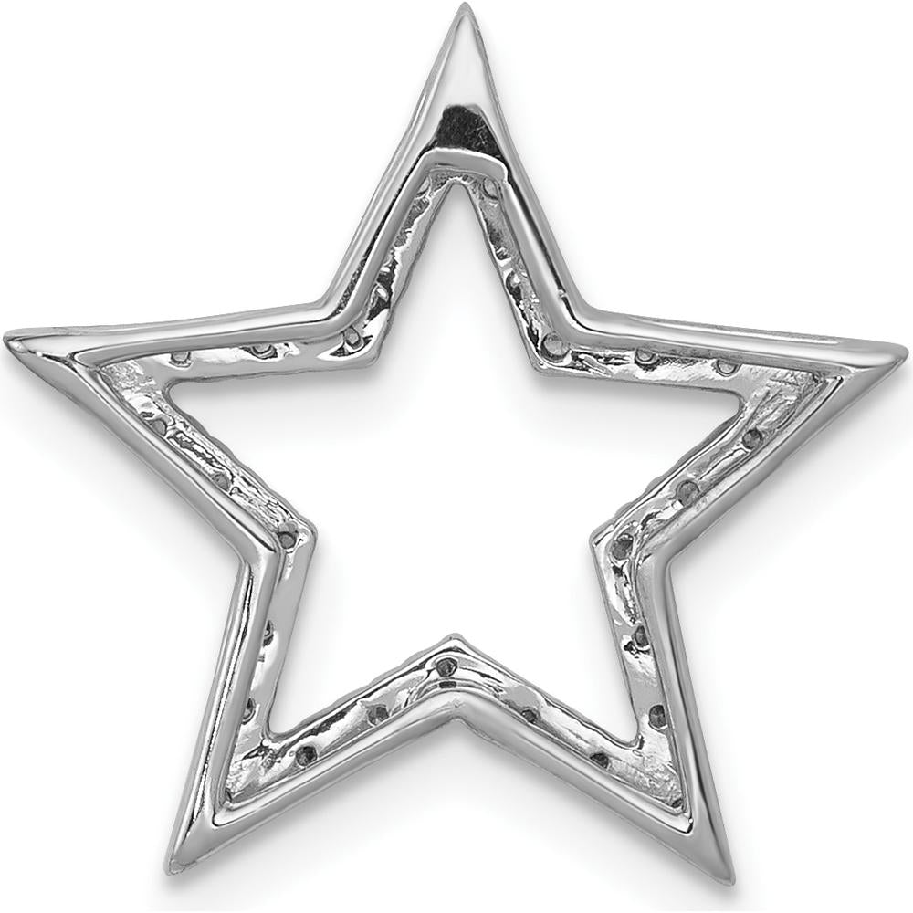 14K White Gold Diamond Star Slide Pendant with 30 Round Diamonds - 0.09 Carat Total Diamond Weight by Oro Pregiato