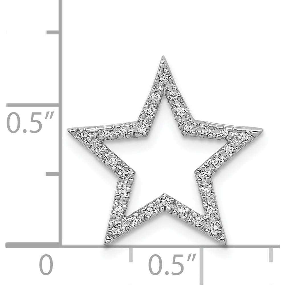 14K White Gold Diamond Star Slide Pendant with 30 Round Diamonds - 0.09 Carat Total Diamond Weight by Oro Pregiato