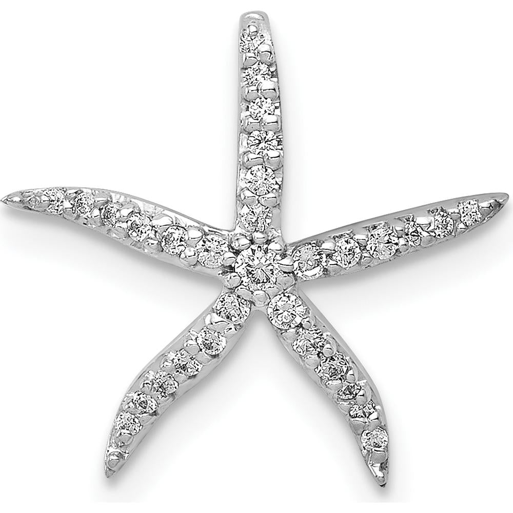 14K White Gold Diamond Starfish Pendant Slide with 1/8 Carat Total Diamond Weight by Monteluci Fine Jewelry