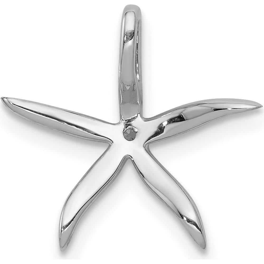 14K White Gold Diamond Starfish Pendant Slide with 1/8 Carat Total Diamond Weight by Monteluci Fine Jewelry