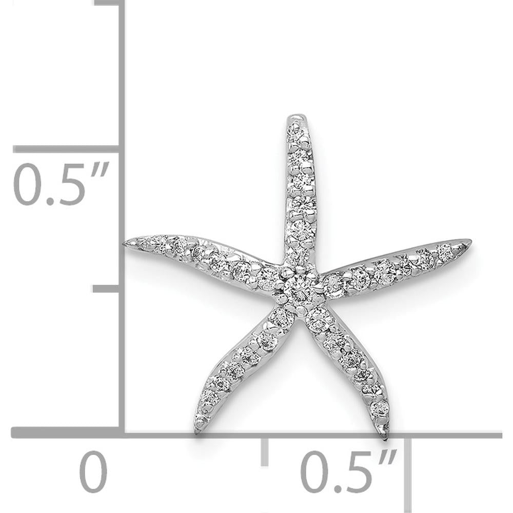 14K White Gold Diamond Starfish Pendant Slide with 1/8 Carat Total Diamond Weight by Monteluci Fine Jewelry