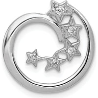 14K White Gold Diamond Stars Chain Slide Pendant - 0.065 Carat Total Diamond Weight by Oro Pregiato