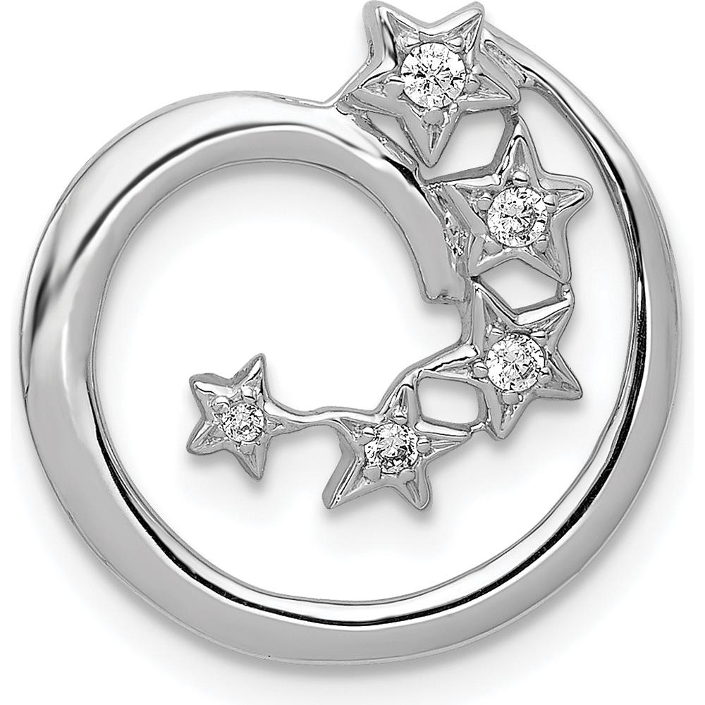 14K White Gold Diamond Stars Chain Slide Pendant - 0.065 Carat Total Diamond Weight by Oro Pregiato