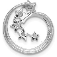 14K White Gold Diamond Stars Chain Slide Pendant - 0.065 Carat Total Diamond Weight by Oro Pregiato
