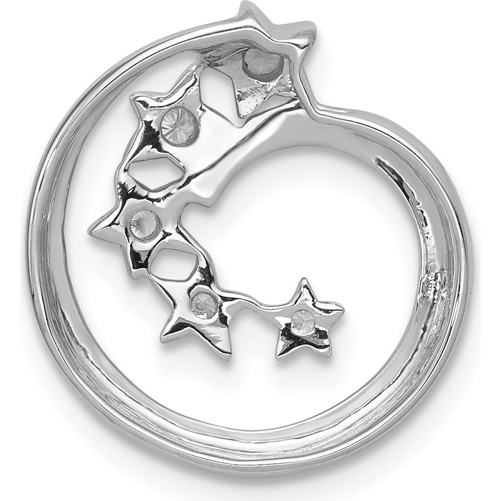 14K White Gold Diamond Stars Chain Slide Pendant - 0.065 Carat Total Diamond Weight by Oro Pregiato