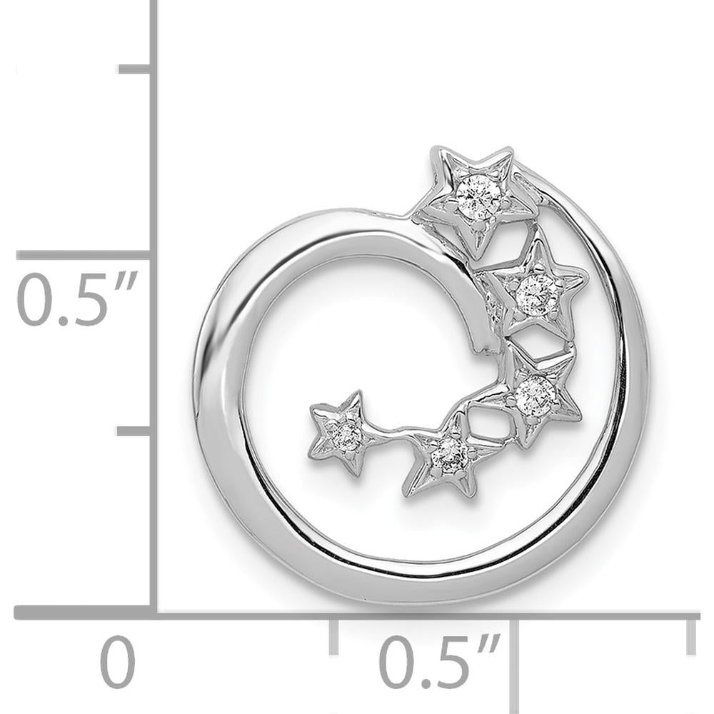 14K White Gold Diamond Stars Chain Slide Pendant - 0.065 Carat Total Diamond Weight by Oro Pregiato