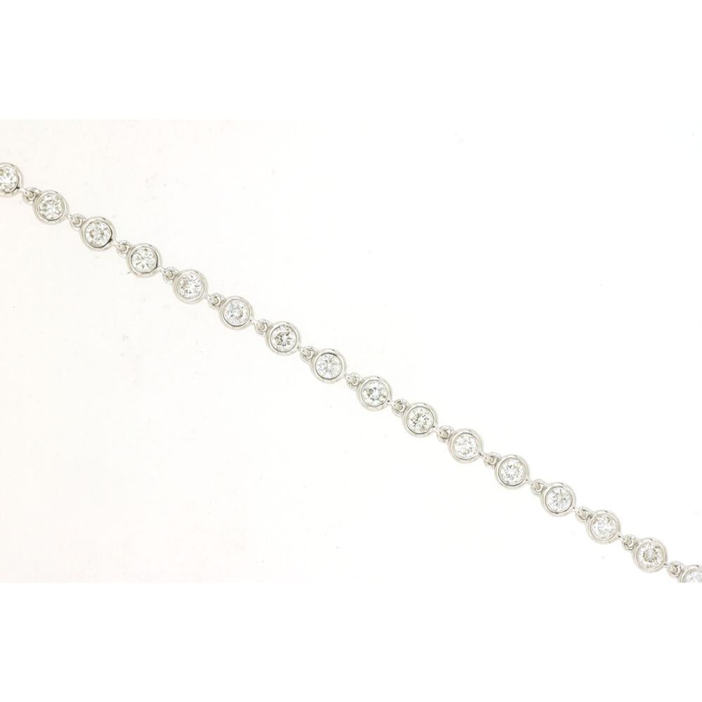 14K White Gold Diamond Station Bracelet with Bezel-Style Set Round Diamonds - 1 Carat Total Diamond Weight - Royal Jewelry
