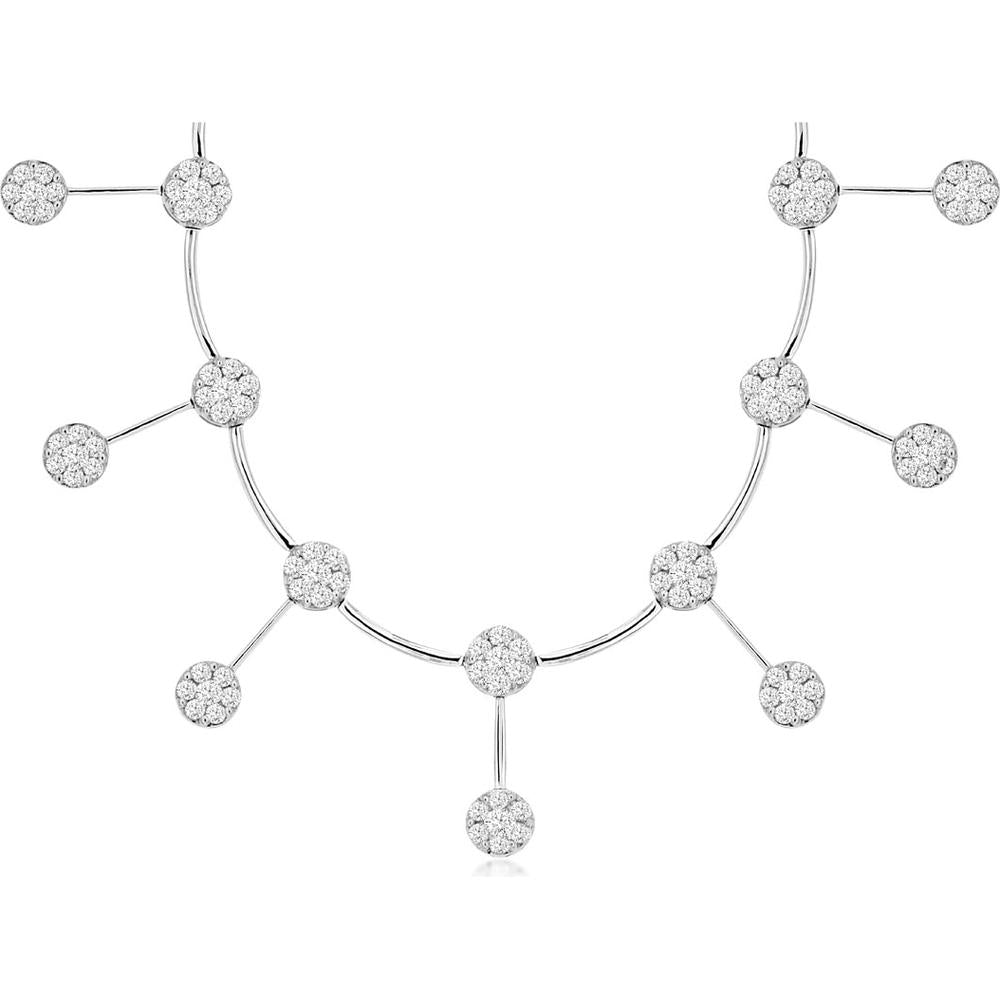 14K White Gold Diamond Station Necklace - 2.50 Carats Total Diamond Weight