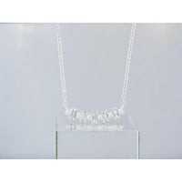 14K White Gold Diamond Station Necklace with Round and Baguette Diamonds - 0.16 Carat Total Diamond Weight - Royal Jewelry