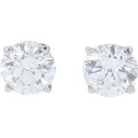 14K White Gold Diamond Stud Earrings - 1.25 Carat Total Diamond Weight