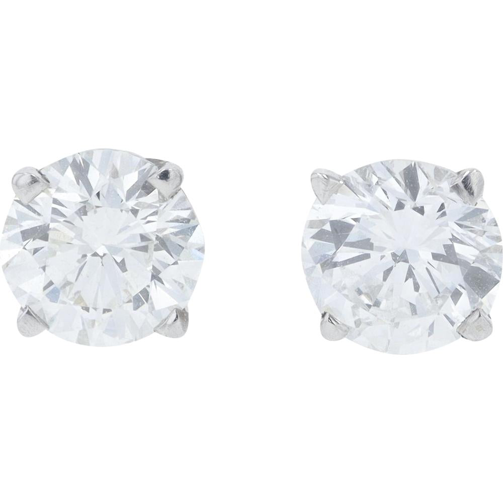 14K White Gold Diamond Stud Earrings - 1.25 Carat Total Diamond Weight