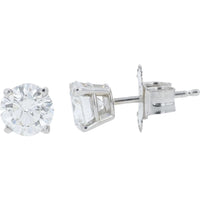 14K White Gold Diamond Stud Earrings - 1.25 Carat Total Diamond Weight