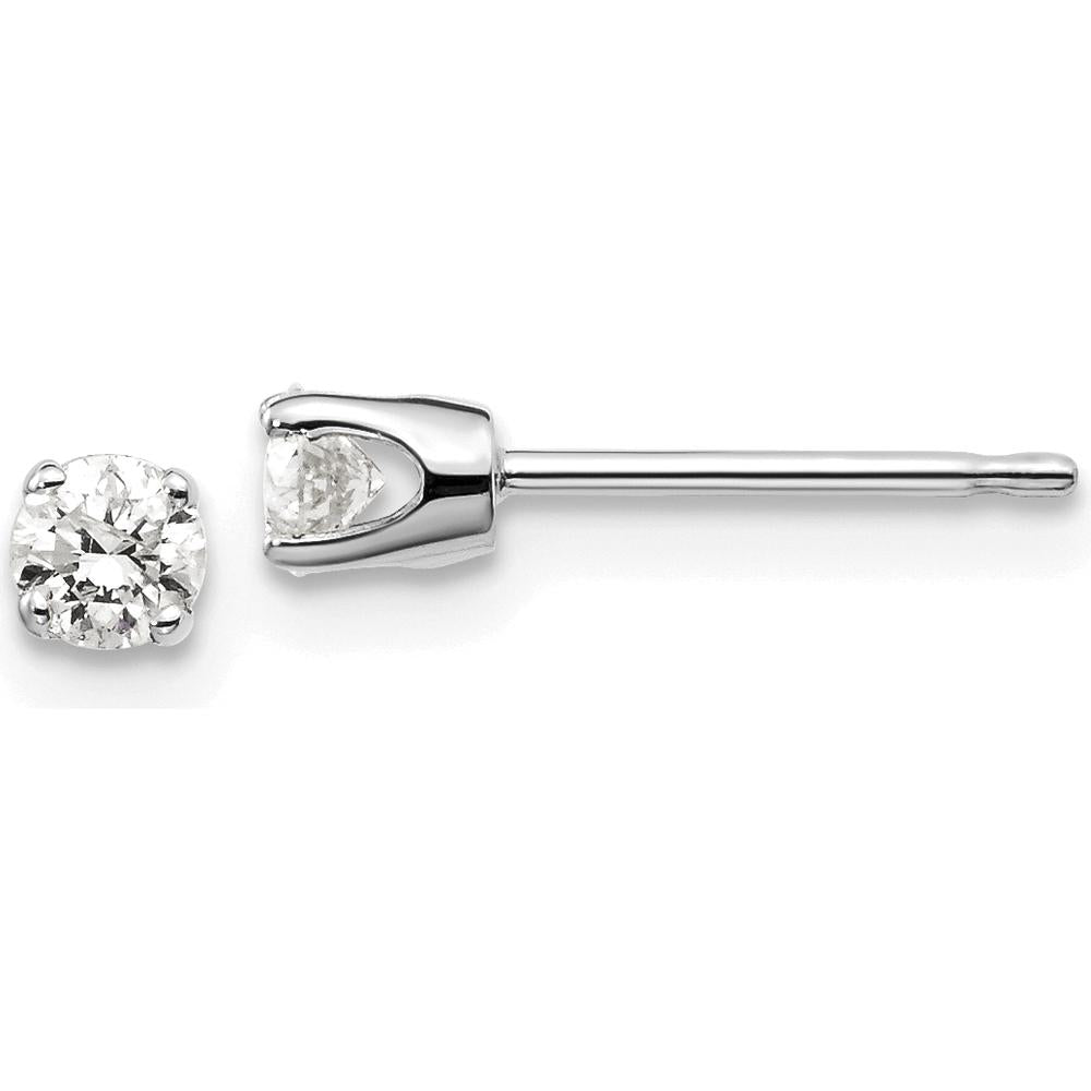 14K White Gold Diamond Stud Earrings with 0.25 Carat Round Diamonds in Four-Prong Setting by 0