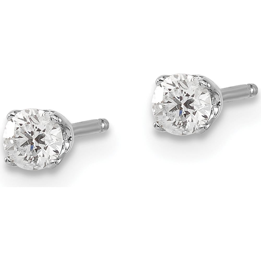 14K White Gold Diamond Stud Earrings with 0.25 Carat Round Diamonds in Four-Prong Setting by 0
