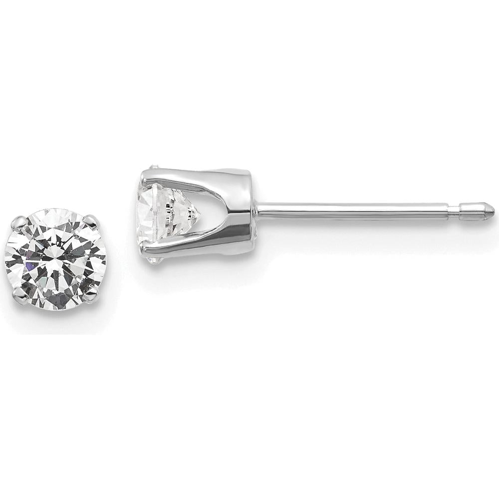 14K White Gold Diamond Stud Earrings with 0.50 Carat Round Diamonds - Push-Back Closure by 0