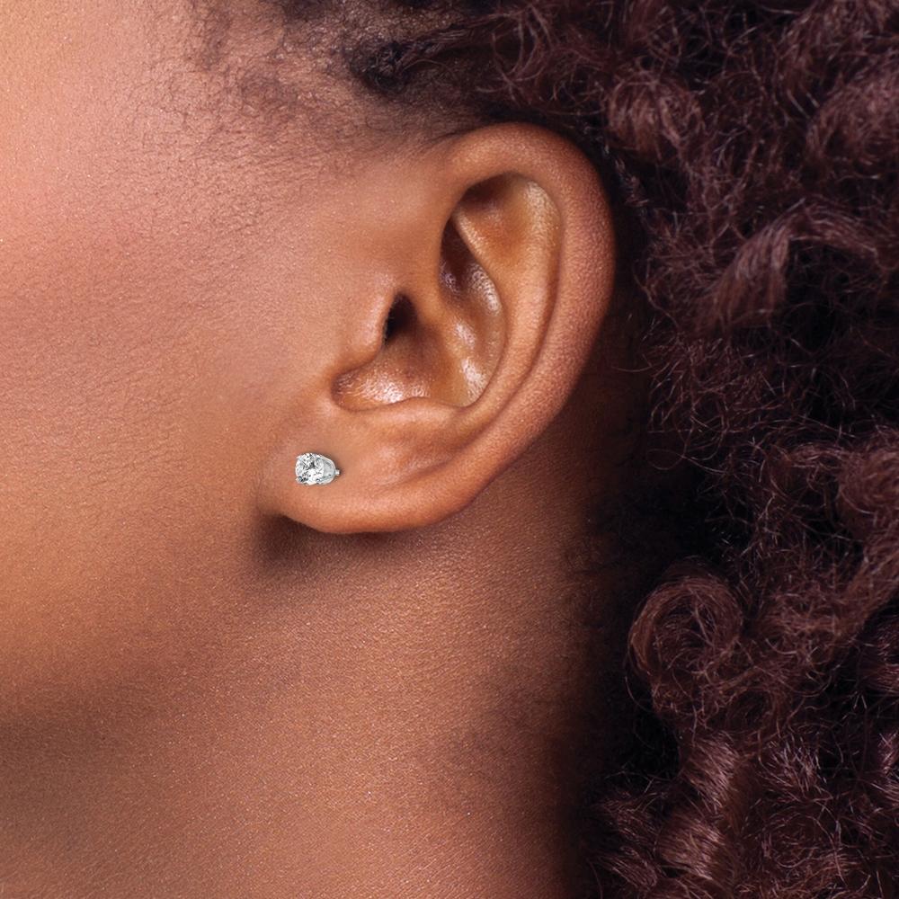 14K White Gold Diamond Stud Earrings with 0.50 Carat Round Diamonds - Push-Back Closure by 0