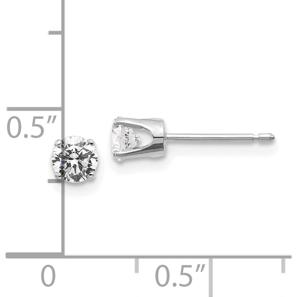 14K White Gold Diamond Stud Earrings with 0.50 Carat Round Diamonds - Push-Back Closure by 0