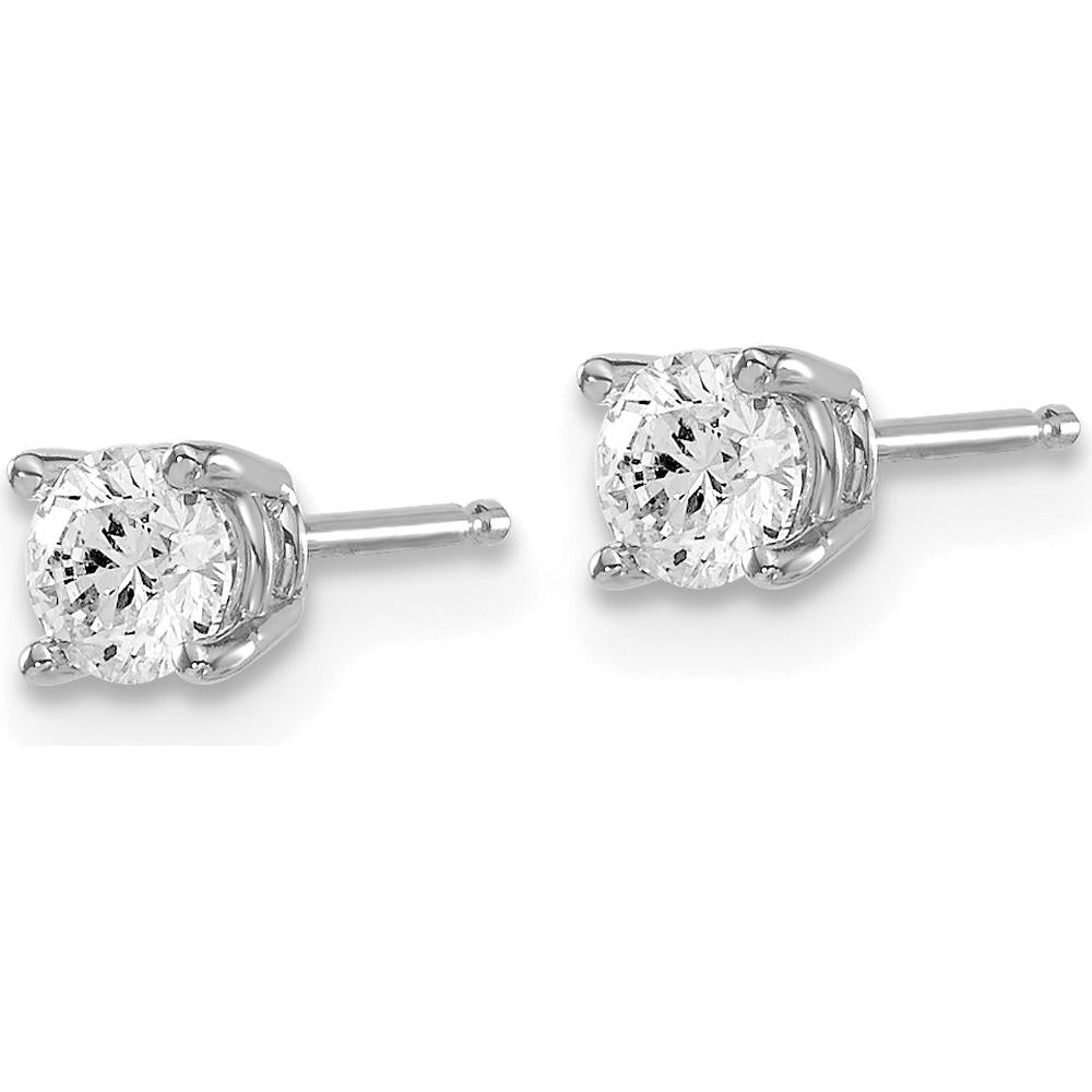 14K White Gold Diamond Stud Earrings with 0.50 Carat Total Round Diamonds and Rhodium Plating by 0