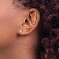 14K White Gold Diamond Stud Earrings with 0.50 Carat Total Round Diamonds and Rhodium Plating by 0