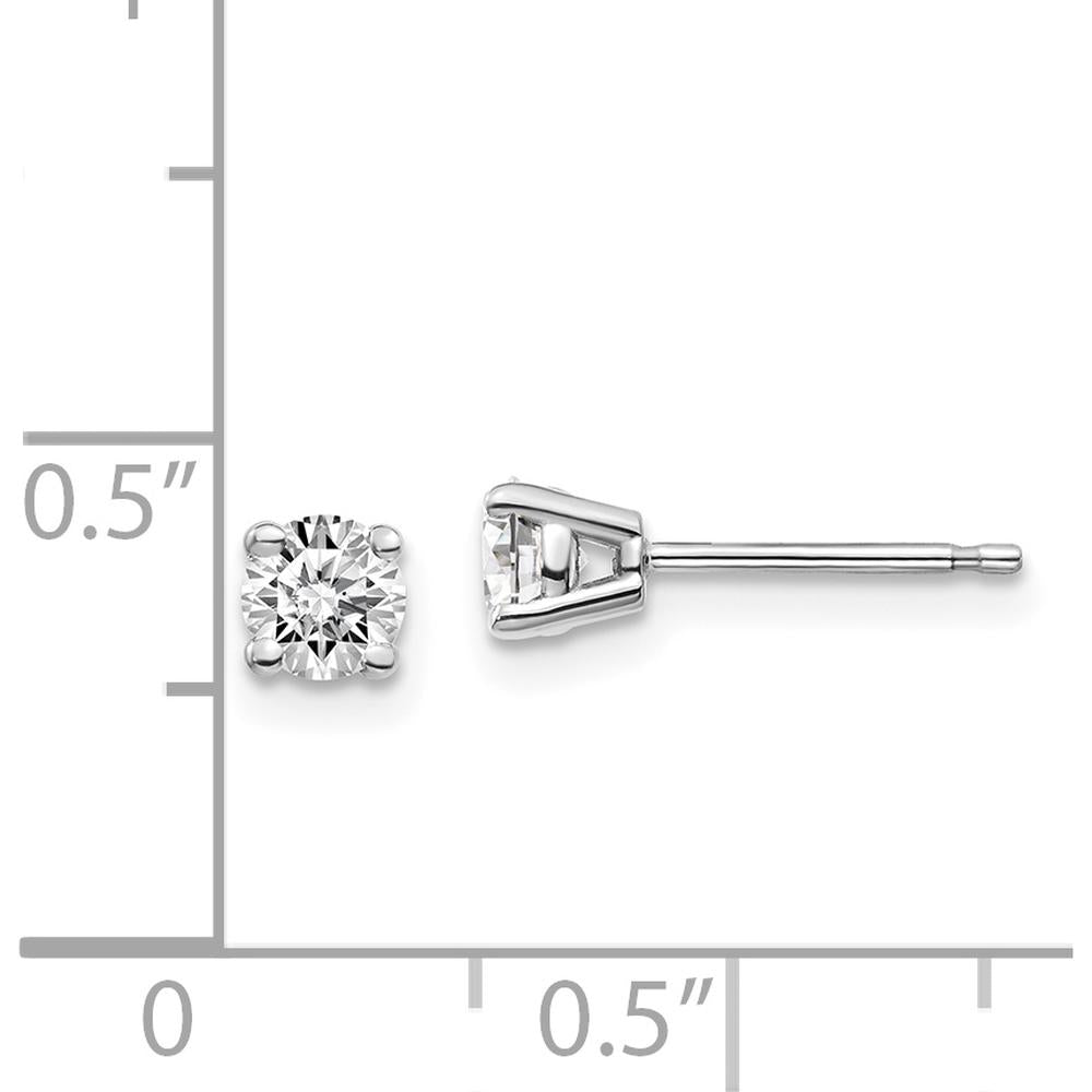 14K White Gold Diamond Stud Earrings with 0.50 Carat Total Round Diamonds and Rhodium Plating by 0