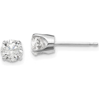 14K White Gold Diamond Stud Earrings with 0.96 Carat Total Diamond Weight, Round Cut, I1 Clarity, J-K Color by 0