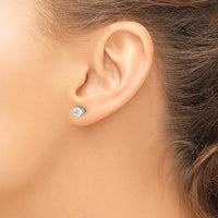 14K White Gold Diamond Stud Earrings with 0.96 Carat Total Diamond Weight, Round Cut, I1 Clarity, J-K Color by 0