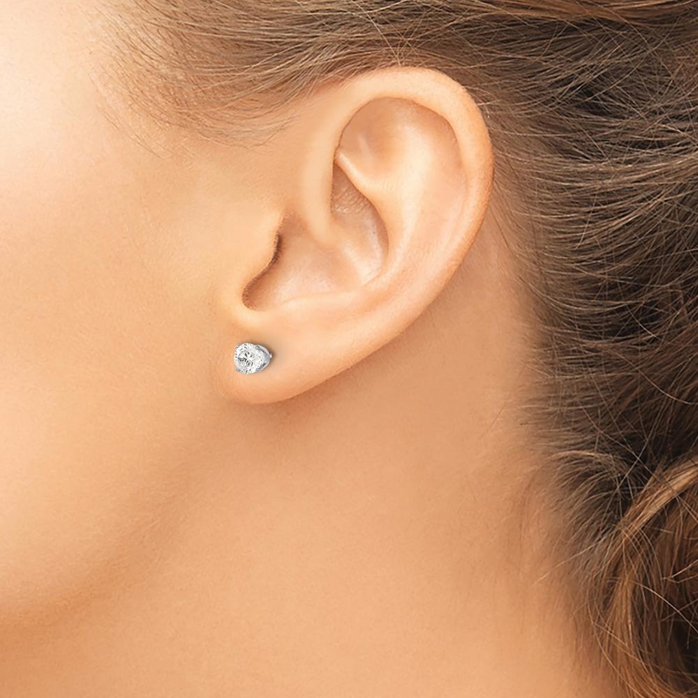 14K White Gold Diamond Stud Earrings with 0.96 Carat Total Diamond Weight, Round Cut, I1 Clarity, J-K Color by 0