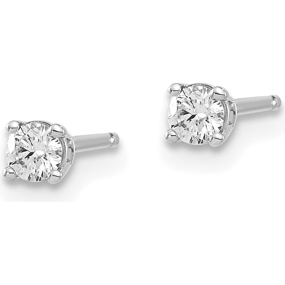 14K White Gold Diamond Stud Earrings with 4-Prong Set Round Diamonds - 0.15 Carat Total Diamond Weight by 0