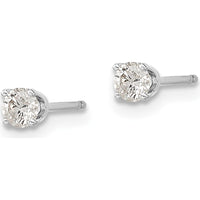 14K White Gold Diamond Stud Earrings with 4-Prong Setting - 0.128 Carat Total Diamond Weight by Oro Pregiato