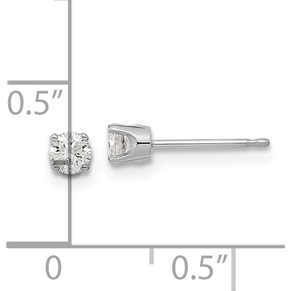 14K White Gold Diamond Stud Earrings with 4-Prong Setting - 0.128 Carat Total Diamond Weight by Oro Pregiato
