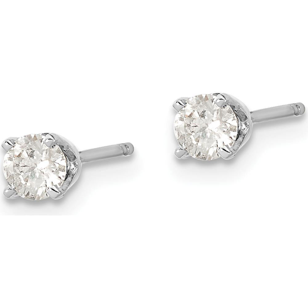 14K White Gold Diamond Stud Earrings with Faceted Round Diamonds - 0.2 Carat Total Diamond Weight by Oro Pregiato