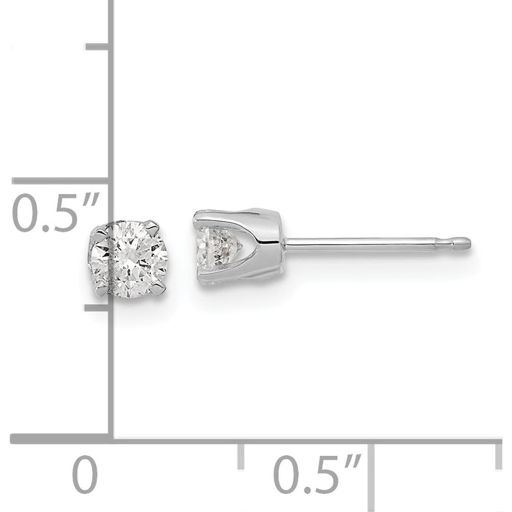 14K White Gold Diamond Stud Earrings with Faceted Round Diamonds - 0.2 Carat Total Diamond Weight by Oro Pregiato