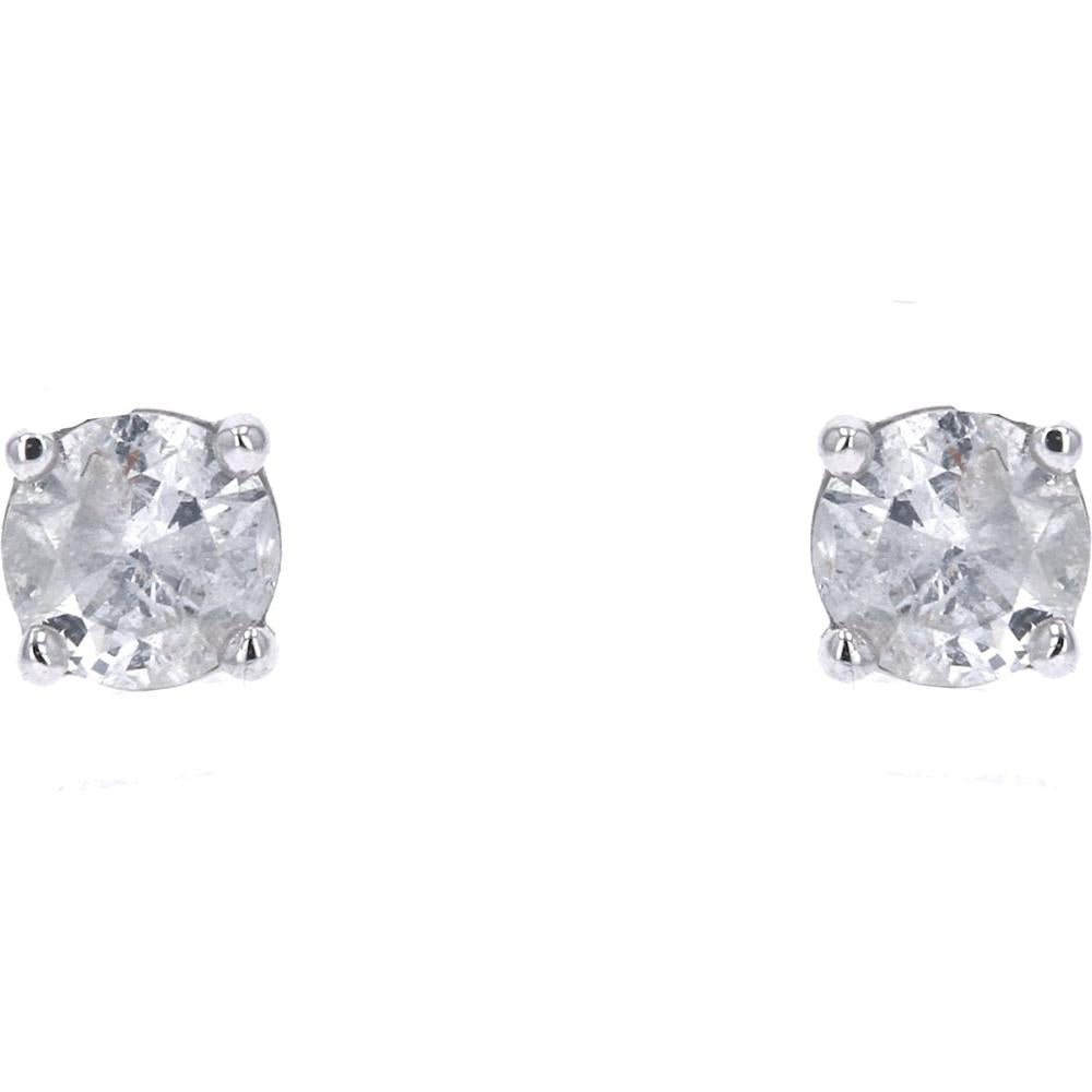14K White Gold Diamond Stud Earrings with Round Brilliant Cut Diamonds - 0.20 Carat Total Diamond Weight