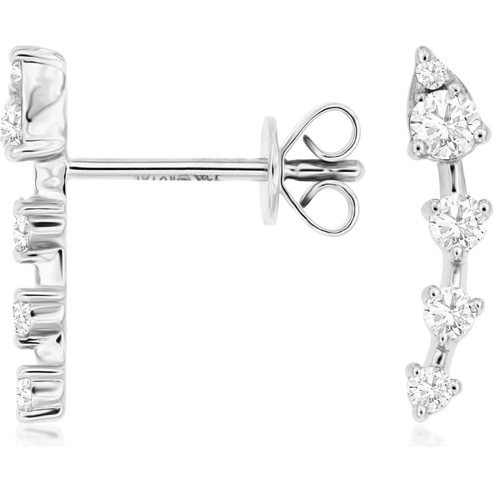 14K White Gold Diamond Stud Earrings with Round Brilliant Cut Diamonds - 0.30 Carats Total Diamond Weight