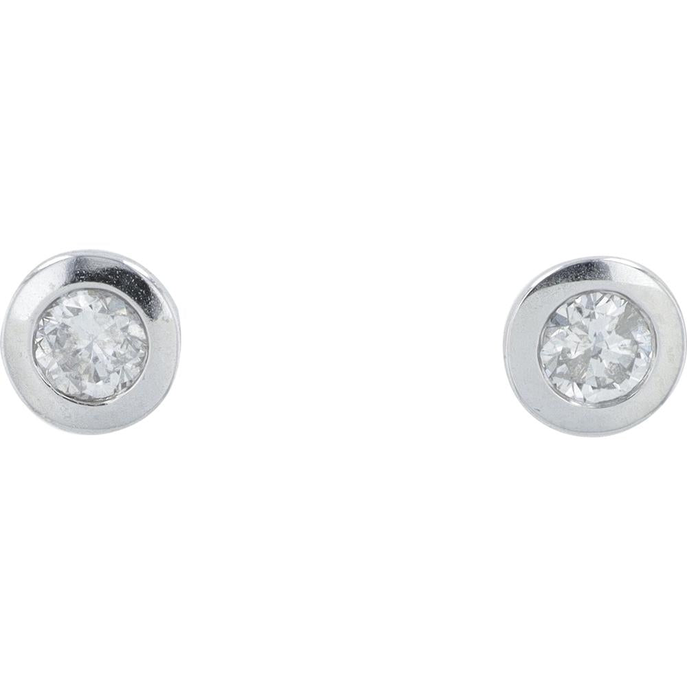 14K White Gold Diamond Stud Earrings with Round Brilliant Diamonds - 0.22 Carat Total Diamond Weight