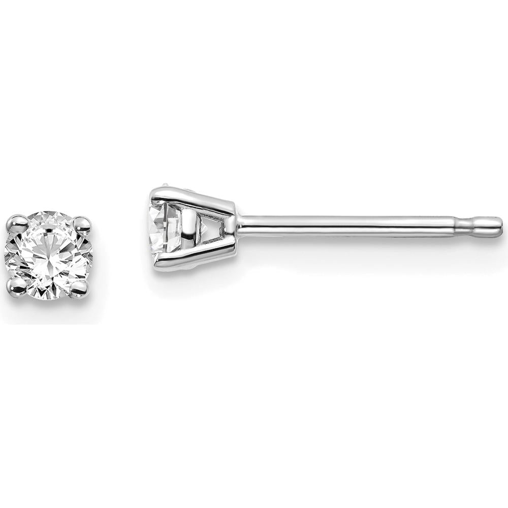 14K White Gold Diamond Stud Earrings with Round-Cut Diamonds - 0.25 Carat Total Diamond Weight by 0