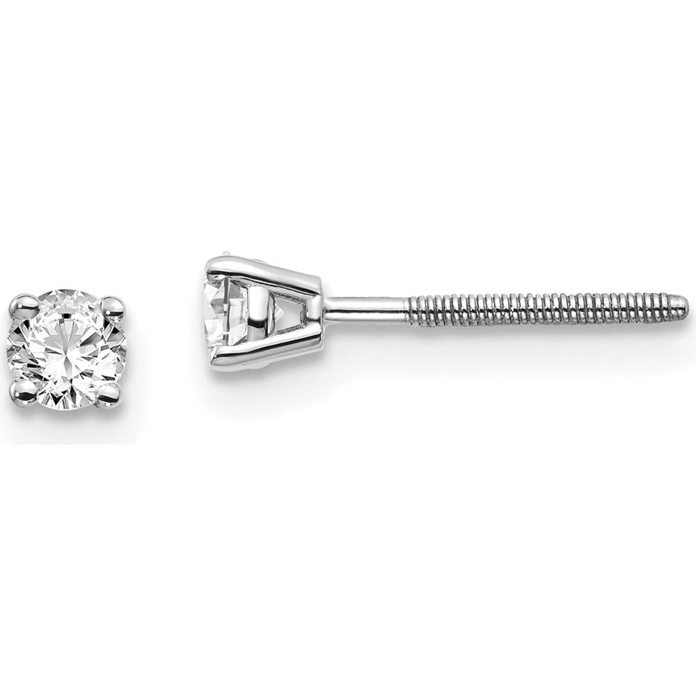 14K White Gold Diamond Stud Earrings with Round Cut Diamonds - 0.25 Carat Total Diamond Weight by 0