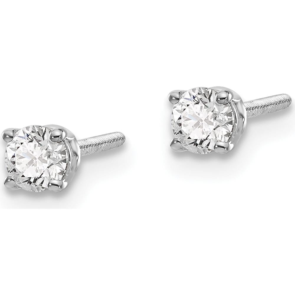 14K White Gold Diamond Stud Earrings with Round Cut Diamonds - 0.25 Carat Total Diamond Weight by 0