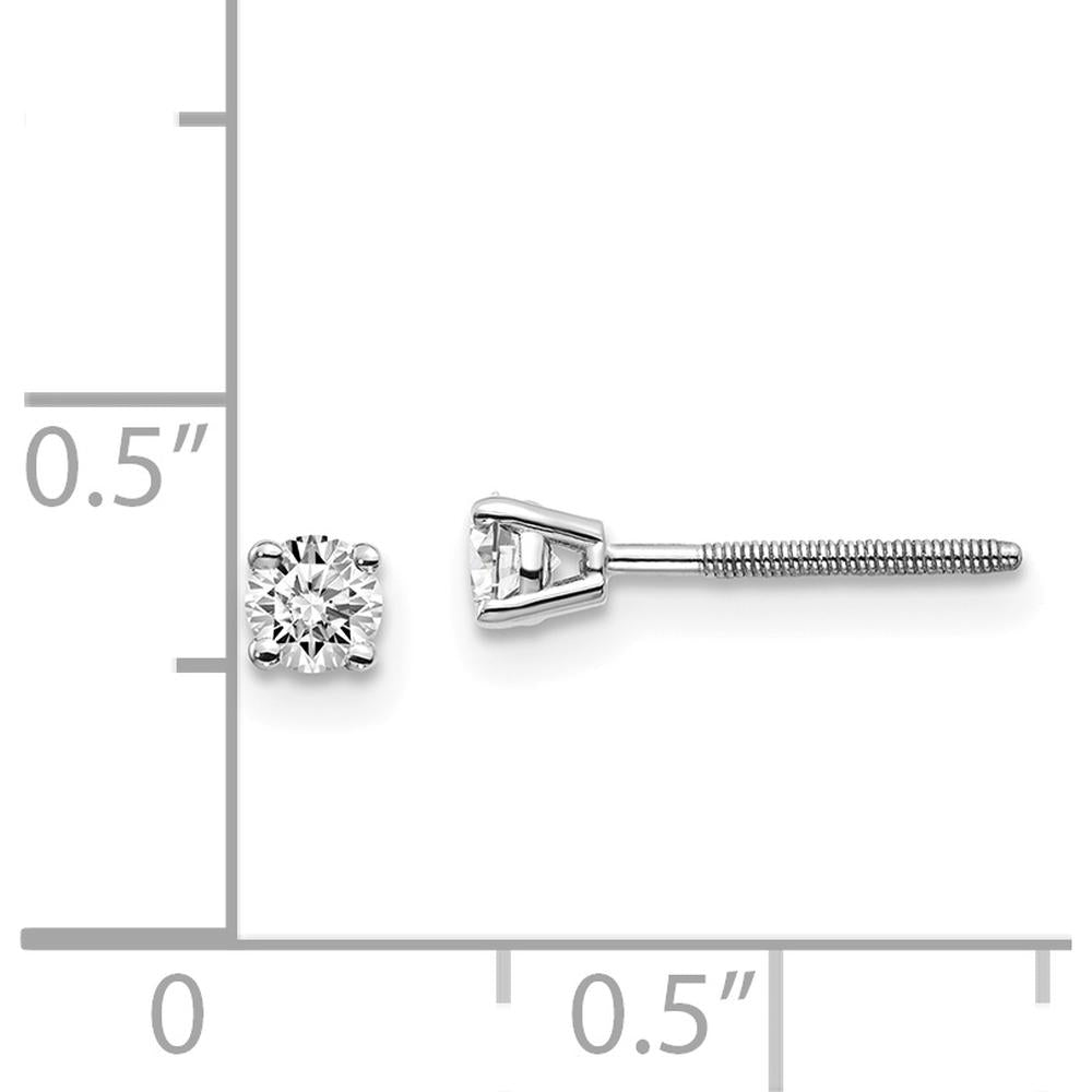 14K White Gold Diamond Stud Earrings with Round Cut Diamonds - 0.25 Carat Total Diamond Weight by 0