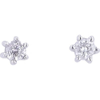 14K White Gold Diamond Stud Earrings with Six-Prong Set Round Diamonds - 0.05 Carat Total Diamond Weight