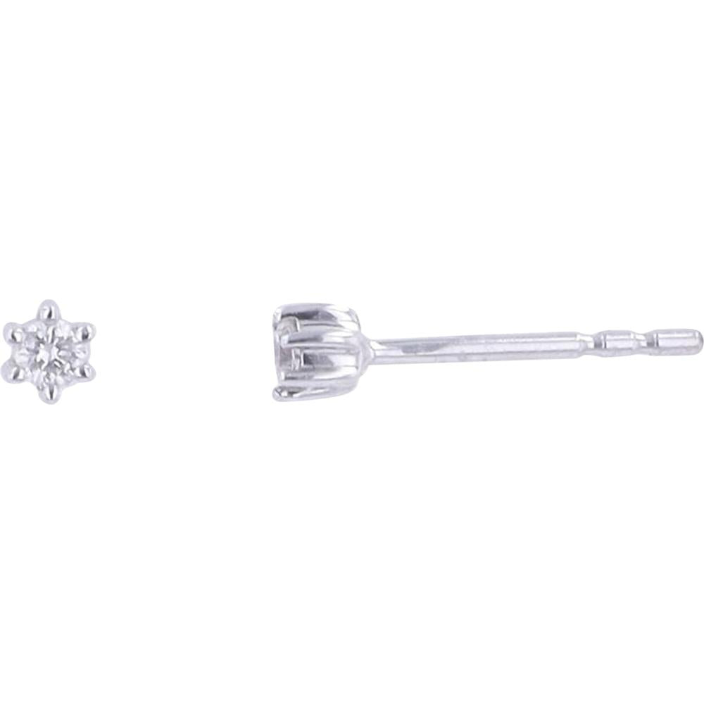 14K White Gold Diamond Stud Earrings with Six-Prong Set Round Diamonds - 0.05 Carat Total Diamond Weight