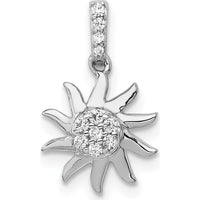 14K White Gold Diamond Sun Pendant with 1/15 Carat Natural Round Diamonds by Monteluci Fine Jewelry