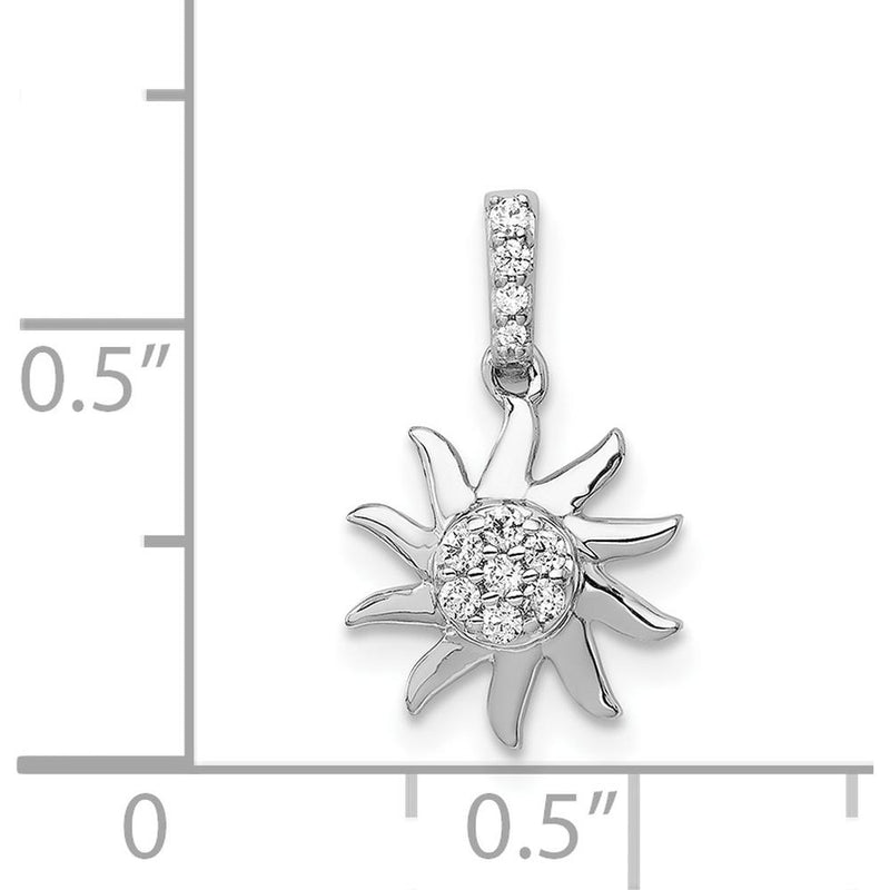 14K White Gold Diamond Sun Pendant with 1/15 Carat Natural Round Diamonds by Monteluci Fine Jewelry