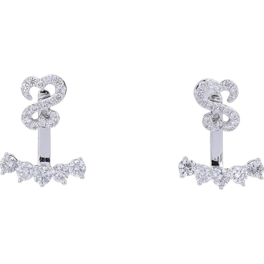 14K White Gold Diamond Swirl Stud Earrings by Jane Seymour - 1.50 Carat Total Diamond Weight