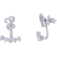 14K White Gold Diamond Swirl Stud Earrings by Jane Seymour - 1.50 Carat Total Diamond Weight