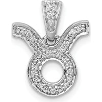 14K White Gold Diamond Taurus Zodiac Pendant - 0.023 Carat Total Diamond Weight by Monteluci Fine Jewelry