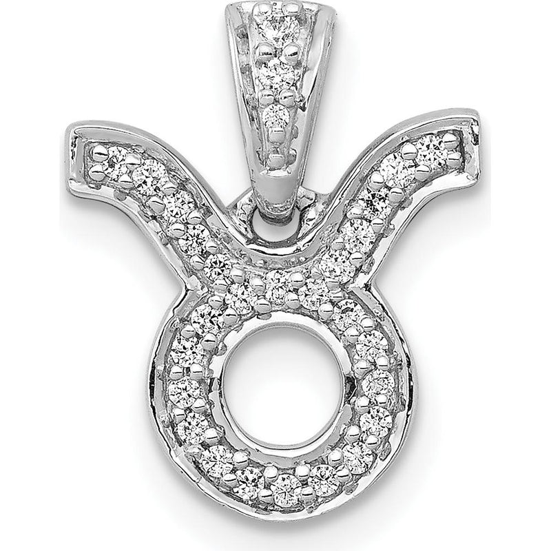 14K White Gold Diamond Taurus Zodiac Pendant - 0.023 Carat Total Diamond Weight by Monteluci Fine Jewelry