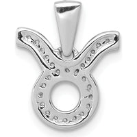 14K White Gold Diamond Taurus Zodiac Pendant - 0.023 Carat Total Diamond Weight by Monteluci Fine Jewelry
