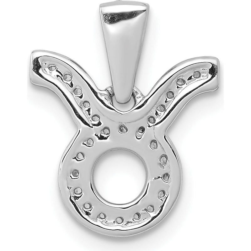 14K White Gold Diamond Taurus Zodiac Pendant - 0.023 Carat Total Diamond Weight by Monteluci Fine Jewelry